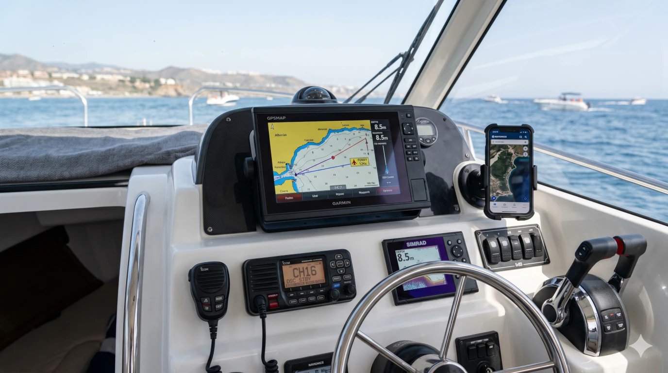 Electrónica mínima recomendada para salir seguro en barco: qué es obligatorio y qué comprar primero